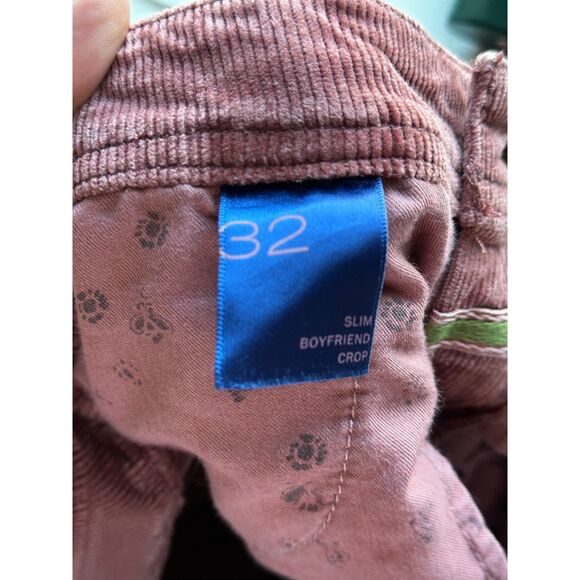 PILCRO Women's Rose Corduroy Slim Boyfriend Crop 5 Pocket Mid Rise Pant Size 32 - Picture 9 of 11